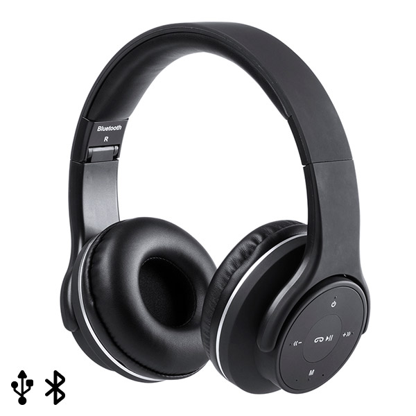 Foldable Headphones with Bluetooth USB FM 6W Black 146131